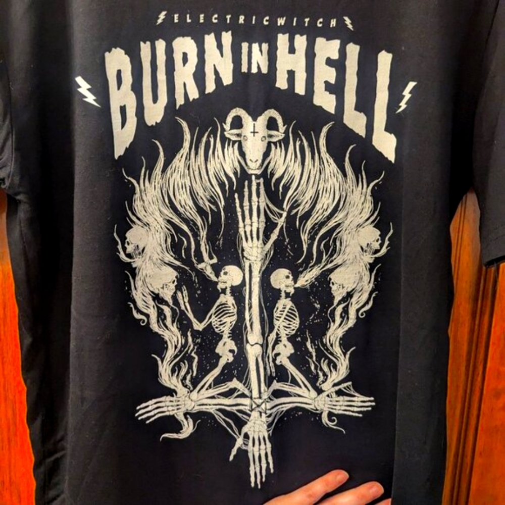 Burn In Hell T-Shirt by Electric Witch. Size: Medium